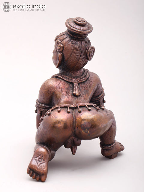4'' Small Laddu Gopal (Crawling Krishna) | Coper Statue