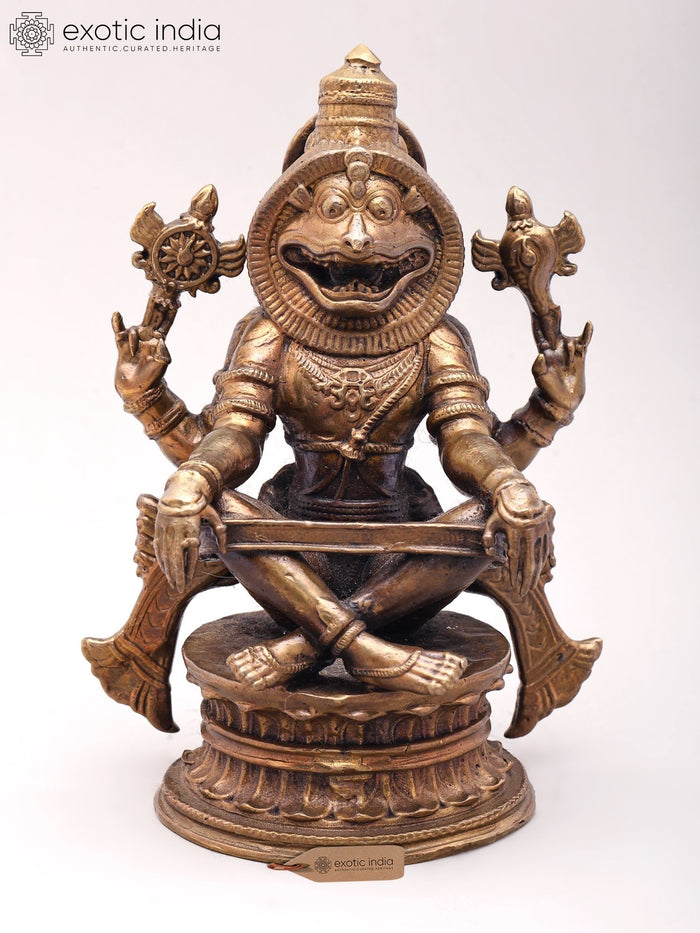 5'' Small Yoga Narasimha | Vishnu Avatara | Copper Statue