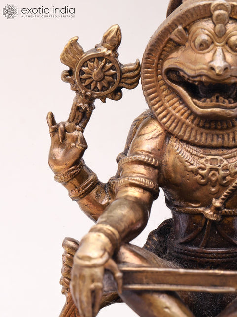 5'' Small Yoga Narasimha | Vishnu Avatara | Copper Statue
