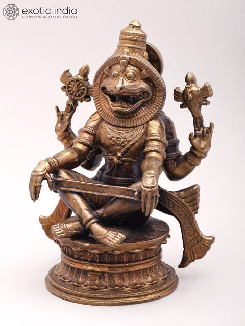 5'' Small Yoga Narasimha | Vishnu Avatara | Copper Statue