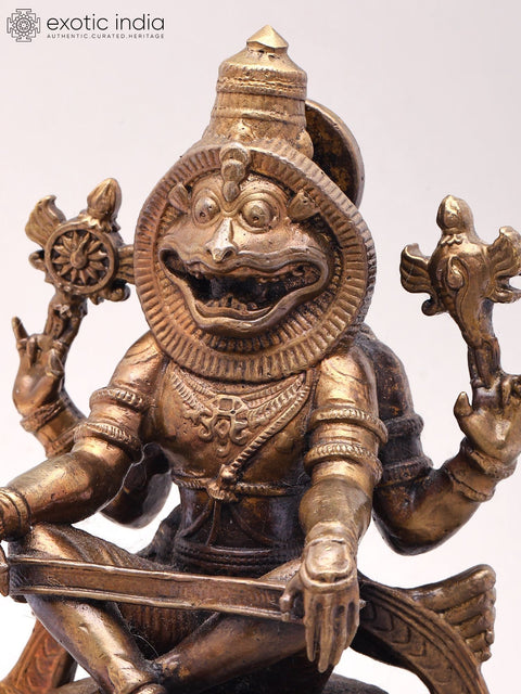 5'' Small Yoga Narasimha | Vishnu Avatara | Copper Statue