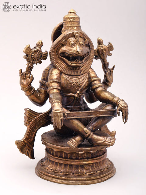 5'' Small Yoga Narasimha | Vishnu Avatara | Copper Statue