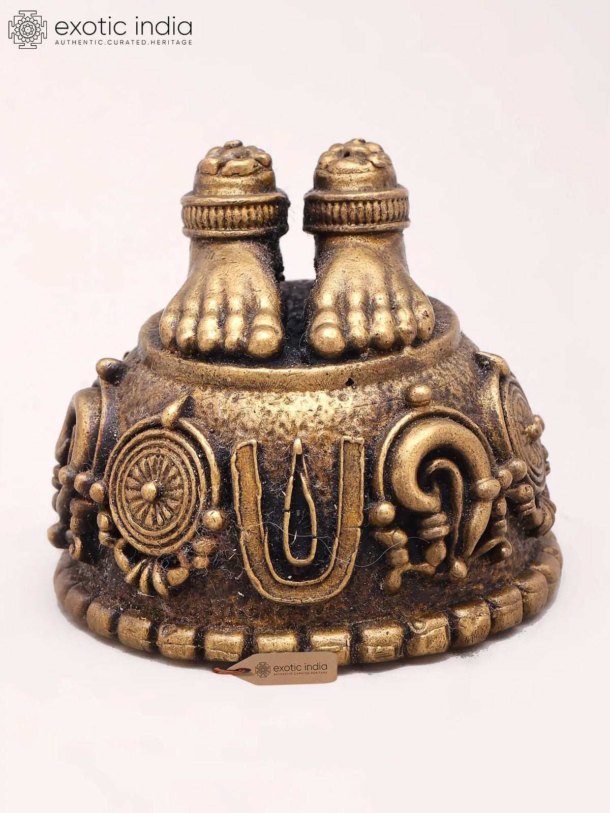 2'' Small Size Copper Sacred Charan Paduka of Lord Vishnu | Auspicious Pooja Statue