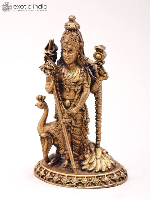 3'' Small Size Lord Karttikeya (Murugan) | Copper Statue