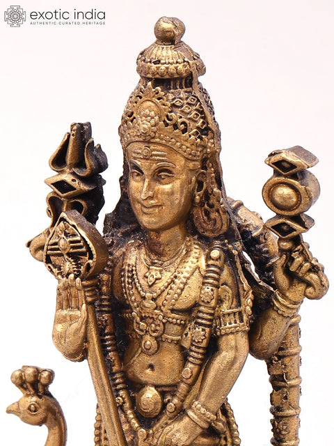 3'' Small Size Lord Karttikeya (Murugan) | Copper Statue