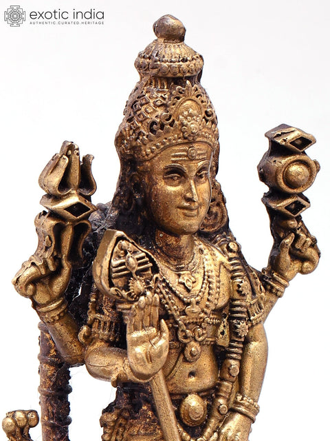 3'' Small Size Lord Karttikeya (Murugan) | Copper Statue