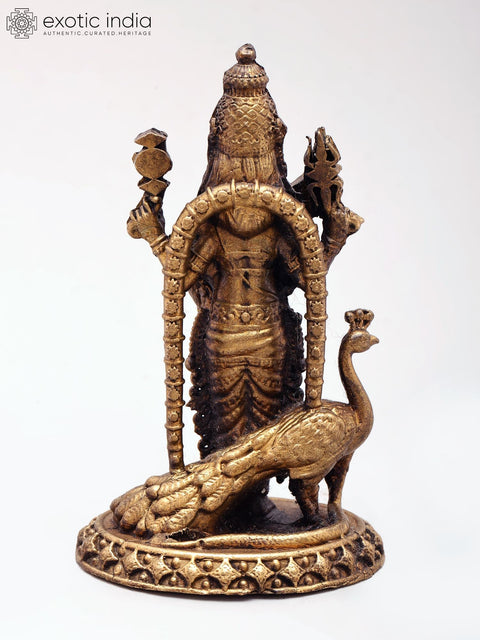 3'' Small Size Lord Karttikeya (Murugan) | Copper Statue