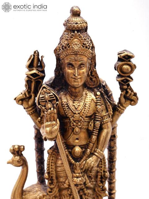 3'' Small Size Lord Karttikeya (Murugan) | Copper Statue