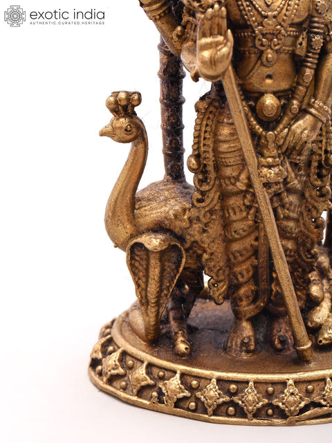3'' Small Size Lord Karttikeya (Murugan) | Copper Statue
