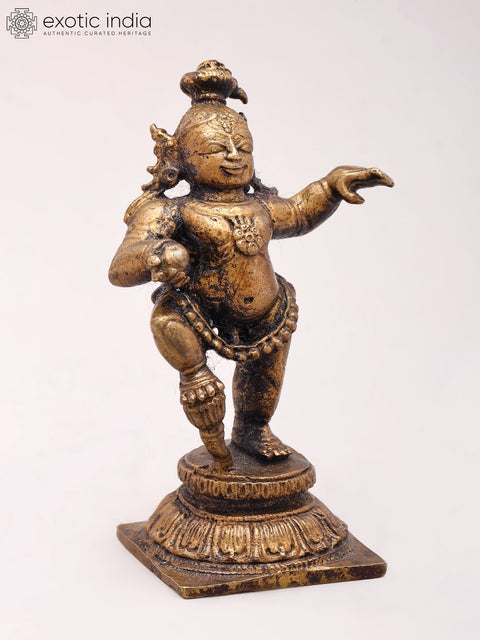 2'' Small Baby Krishna | Copper Statue