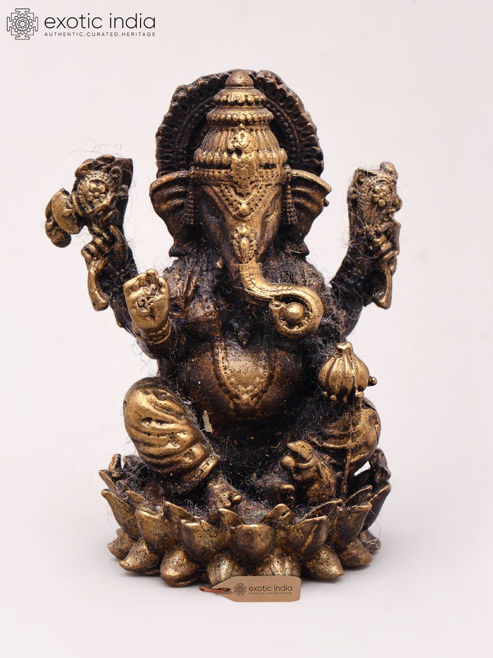 Small Lord Ganesha Eating Modak | Copper Idol
