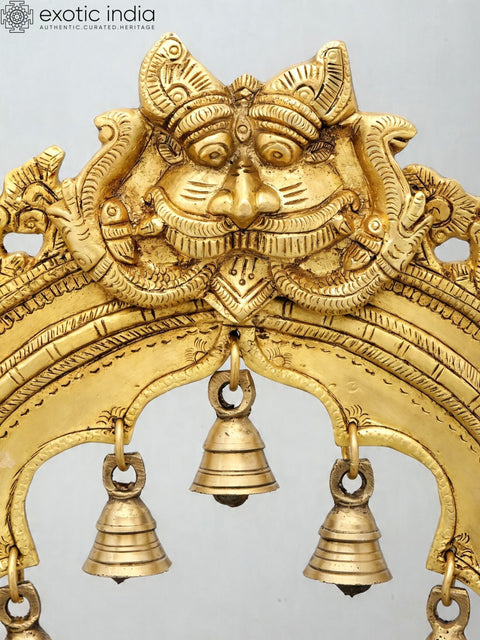16'' Blessing Lord Ganesha Statue with Kirtimukha Parbhavali | Brass and Wood