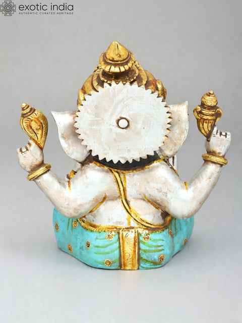 12'' Divine Chaturbhuja Lord Ganesha in Blessing Form | Brass Idol