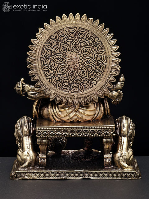 8'' Superfine Ten Armed Panchamukhi Hanuman Seated on Throne | Brass Idol