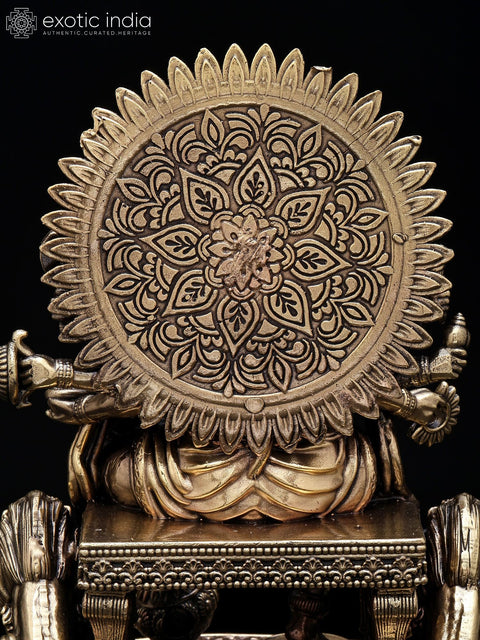 8'' Superfine Ten Armed Panchamukhi Hanuman Seated on Throne | Brass Idol