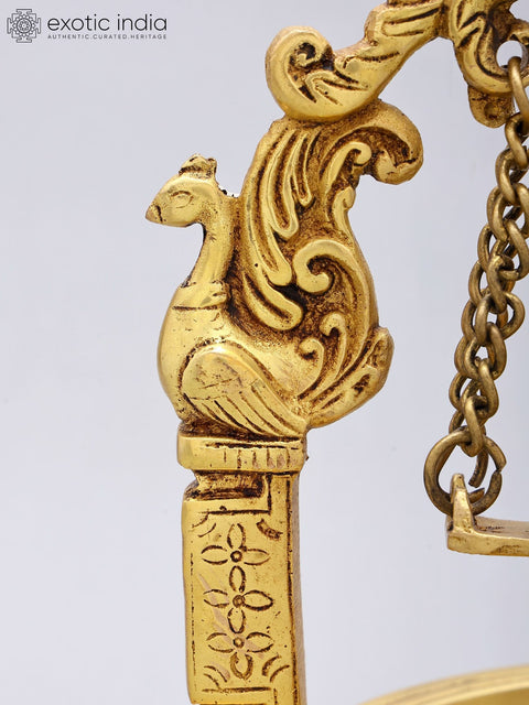 10'' Swinging Ganesha Designer Brass Urli