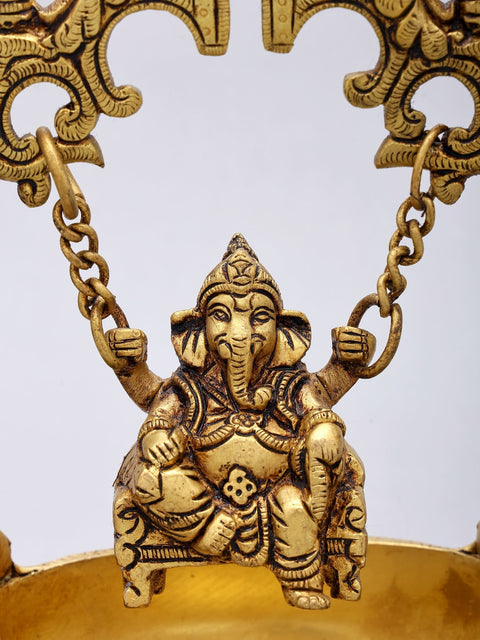 9'' Elegant Swinging Lord Ganesha Brass Urli