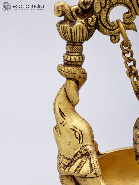 9'' Elegant Swinging Lord Ganesha Brass Urli