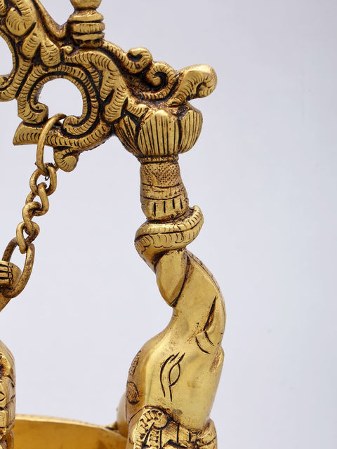 9'' Elegant Swinging Lord Ganesha Brass Urli