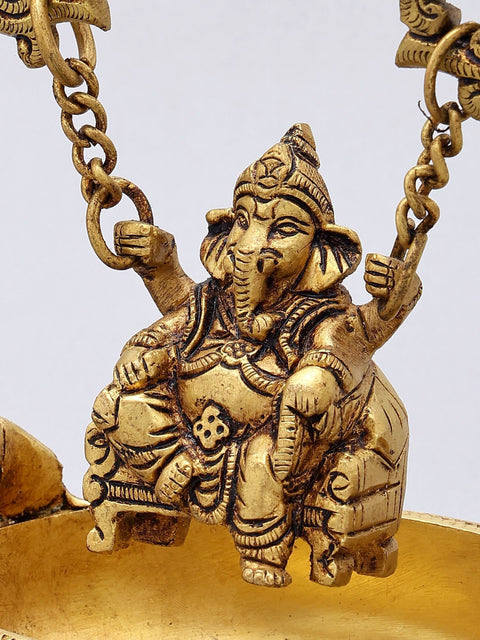 9'' Elegant Swinging Lord Ganesha Brass Urli