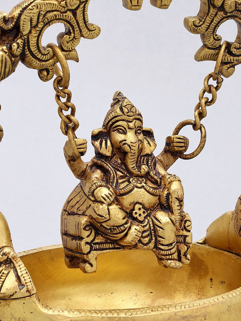 9'' Elegant Swinging Lord Ganesha Brass Urli