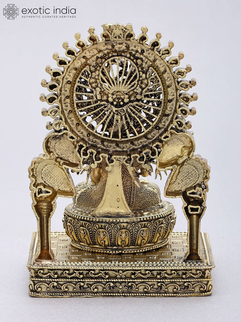 5'' Small Superfine Blessing Buddha Seated Under The Bodhi Tree Arch | Brass Statue