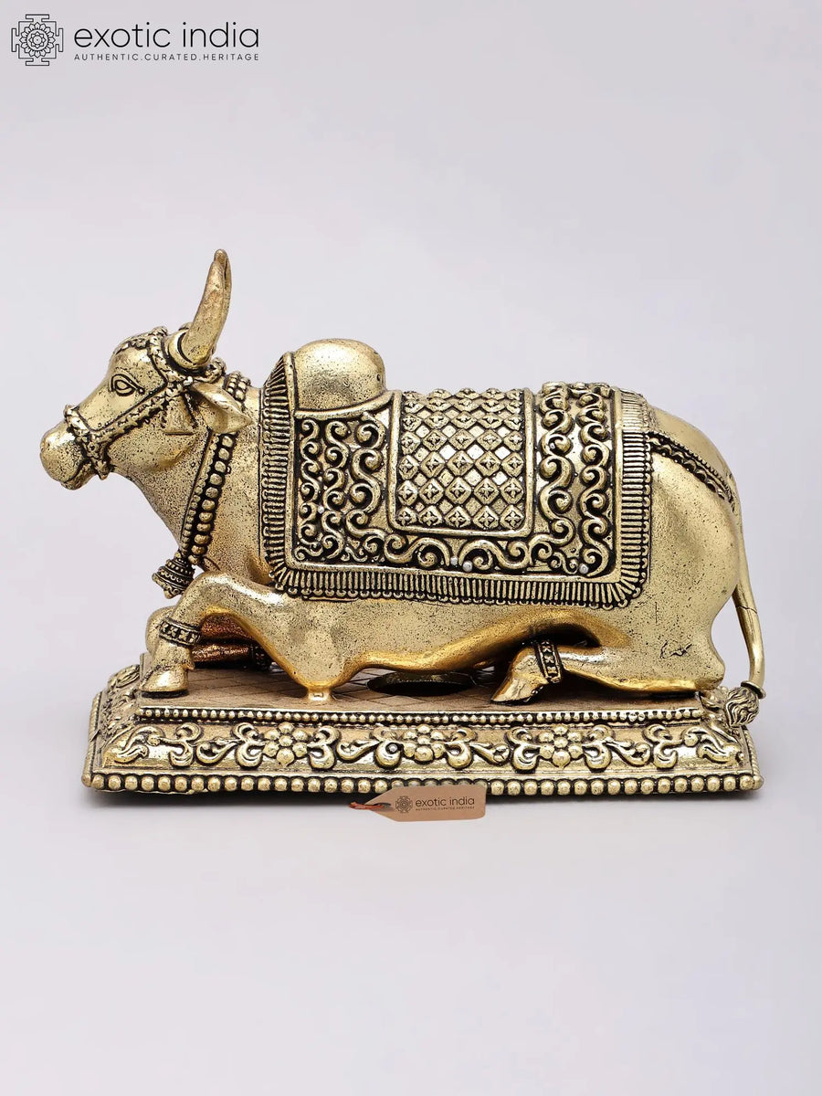 5" Small Nandi Brass Statue - Handmade Vahana of Lord Shiva