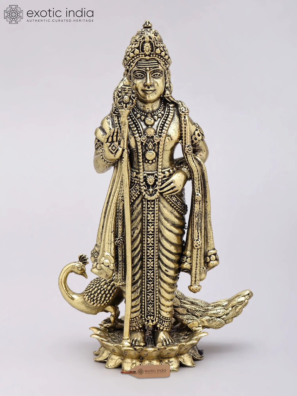 6'' Small Superfine Lord Murugan (Karttikeya) | Brass Statue