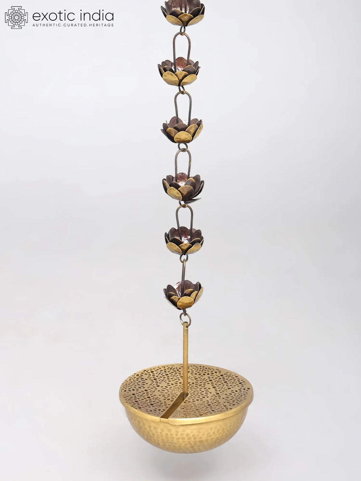 Lotus Flower Hanging Designer Dhuni Incense Holder in Brass