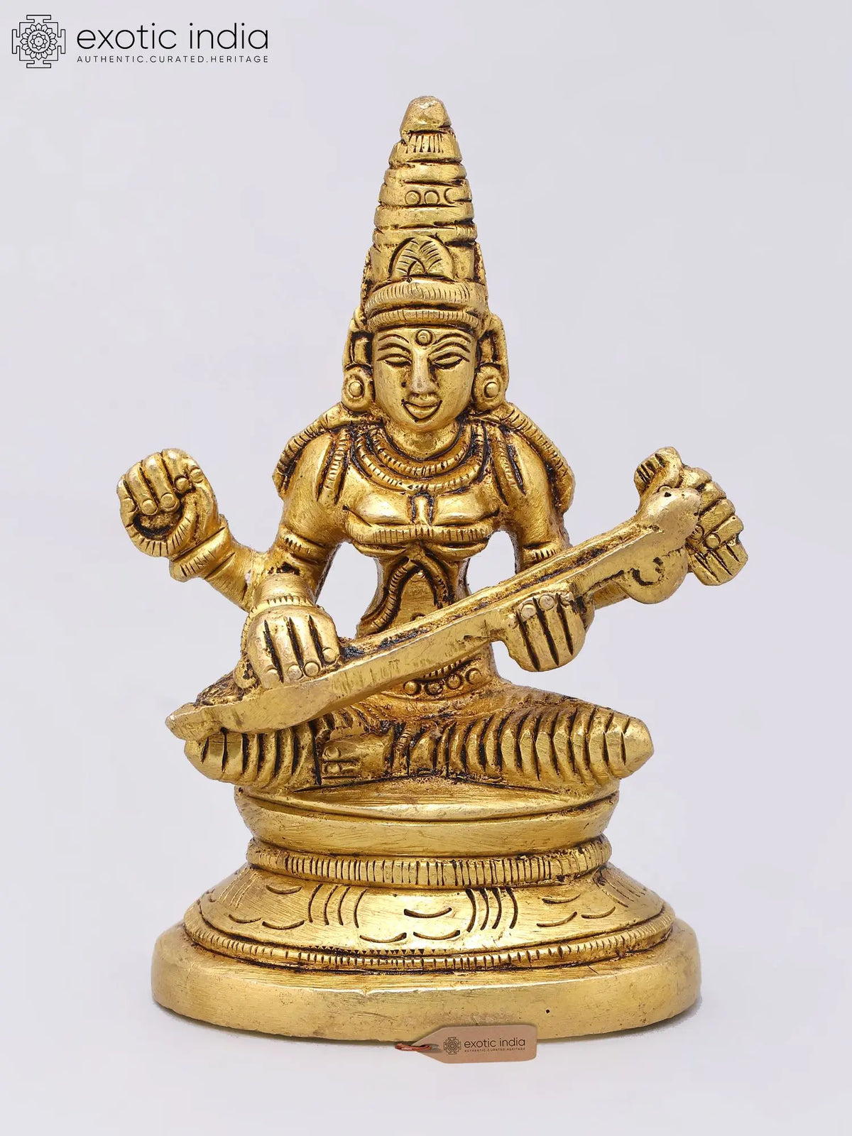 3" Small Size Divine Maa Saraswati Brass Statue