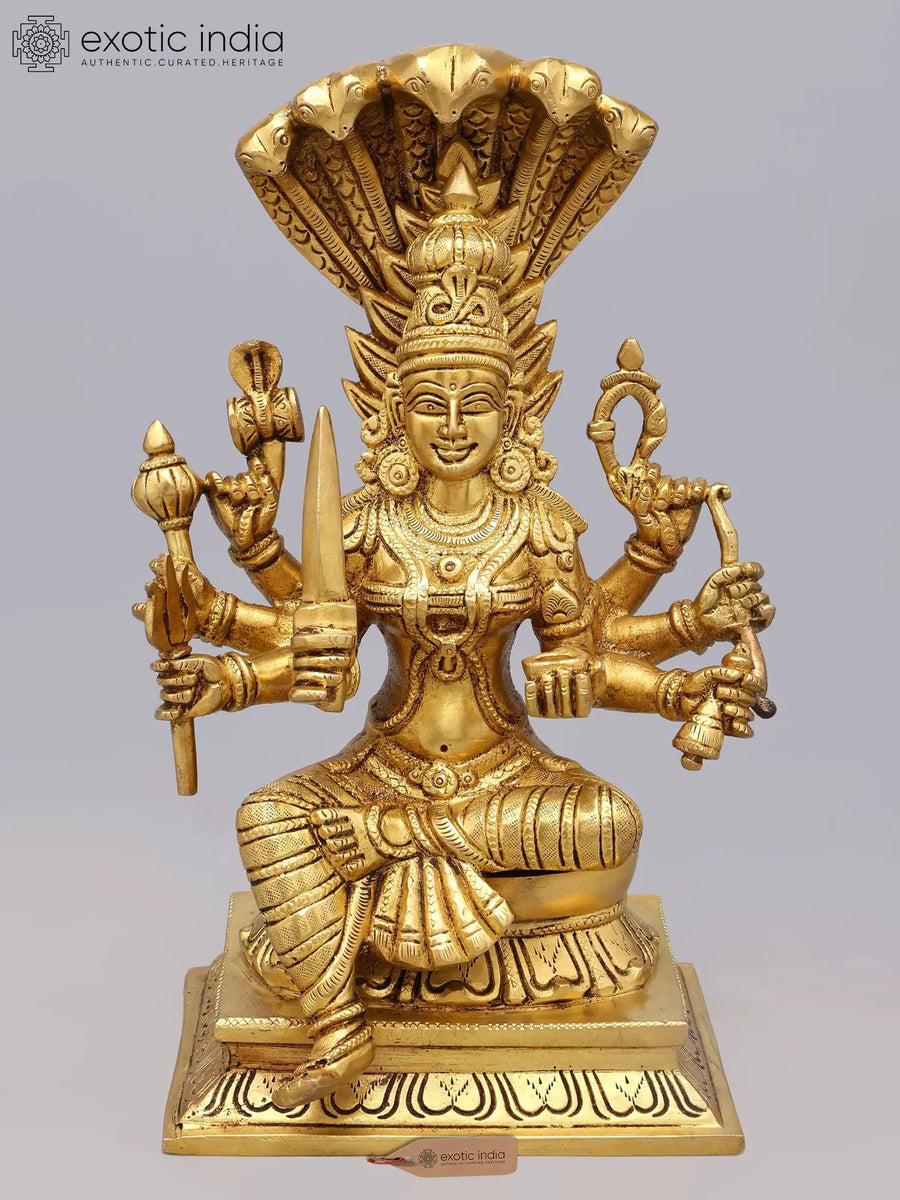 11" South Indian Goddess Mariamman Handmade Brass Statue