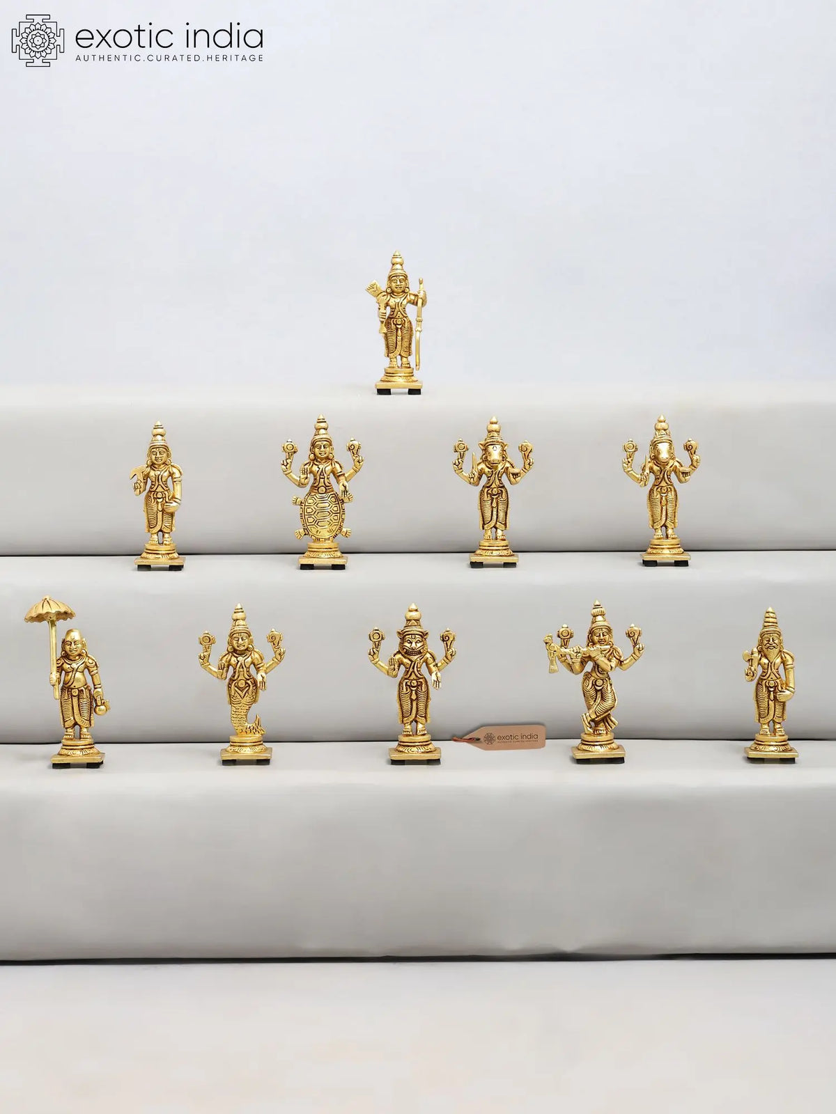 5" Small Dashavatara of Lord Vishnu | Brass Statues | Set of Ten