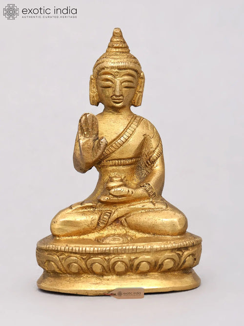 3" Brass Blessing Buddha Idol for Home Decor