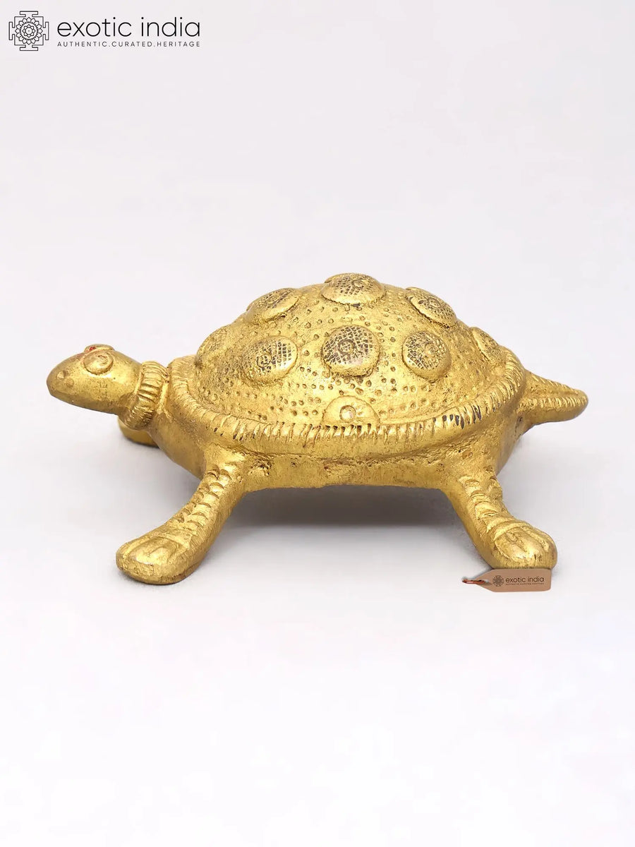 3" Small Vastu Tortoise Brass Statue for Home Decor