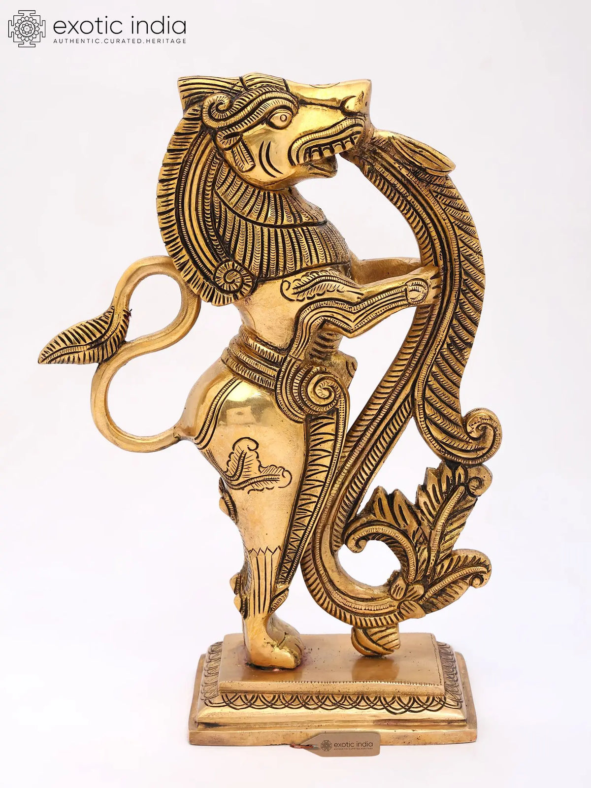 Handcrafted Brass Yali Statue | Traditional Temple Guardian Sculpture