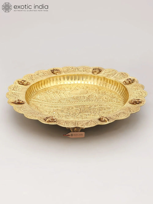 15" Ashtalakshmi Brass Plate for Pooja and Home Decor