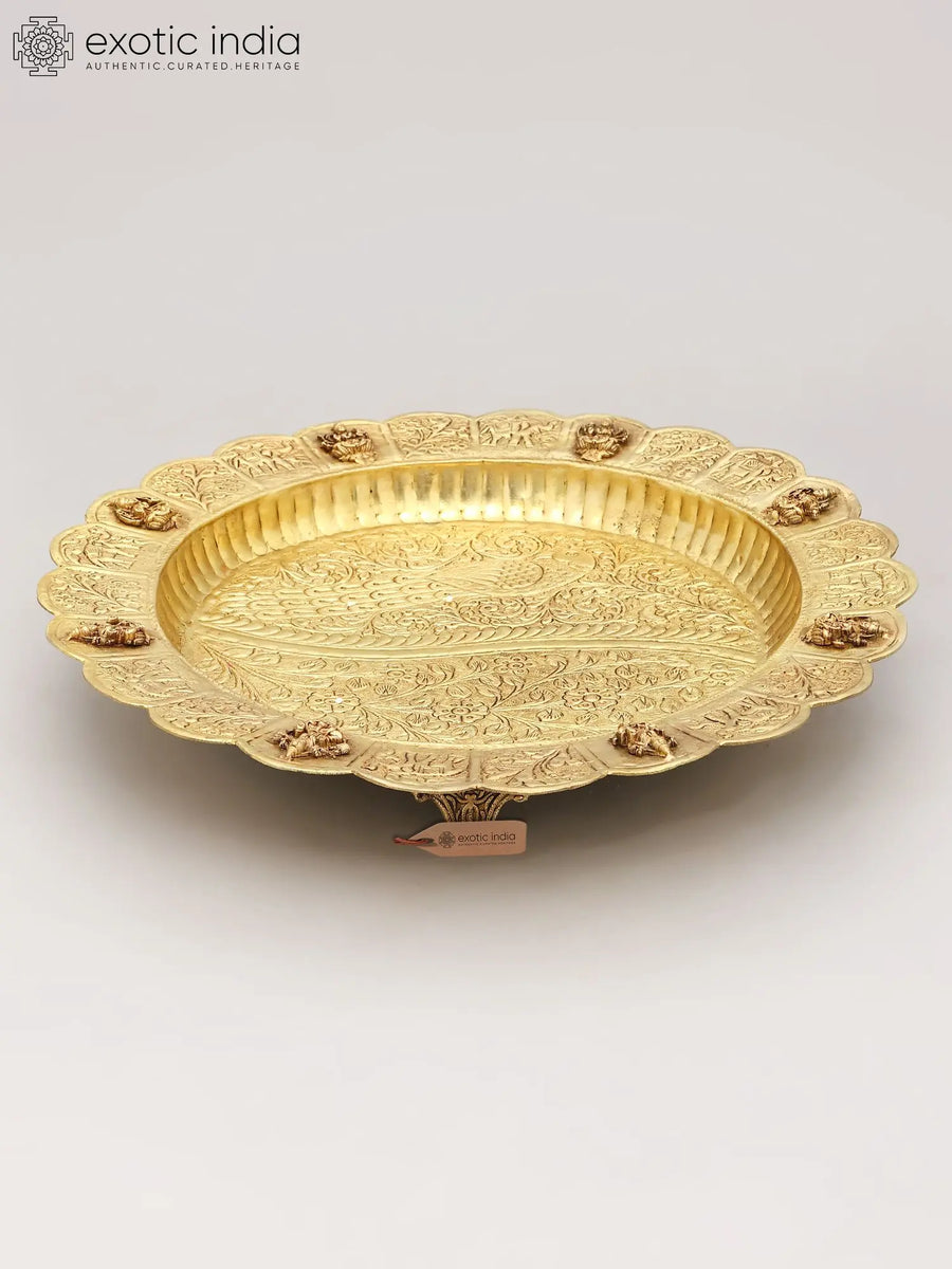 15" Ashtalakshmi Brass Plate for Pooja and Home Decor