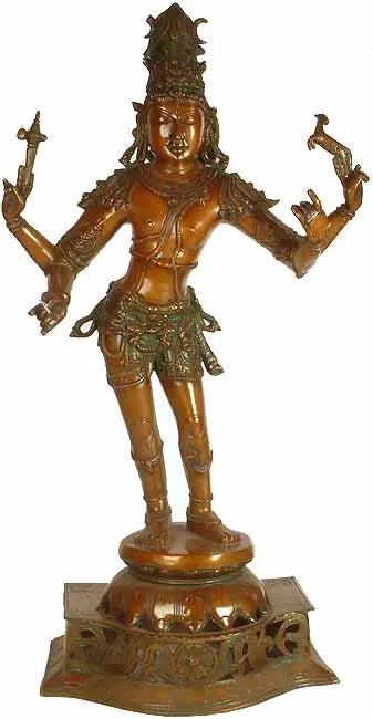 32" Large Virapani Shiva as Pashupatinath Brass Statue Handmade