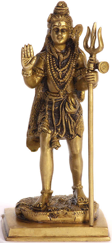 8" Standing Shiva Handmade Brass Sculpture for Home Decor