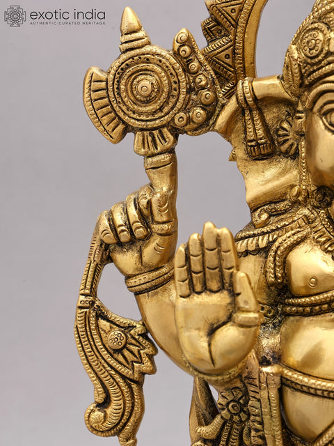 16" Standing Lord Ganesha in Blessing Gesture | Brass Statue