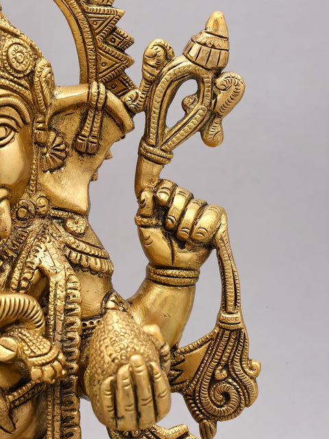 16" Standing Lord Ganesha in Blessing Gesture | Brass Statue