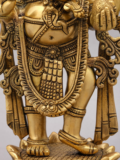 16" Standing Lord Ganesha in Blessing Gesture | Brass Statue