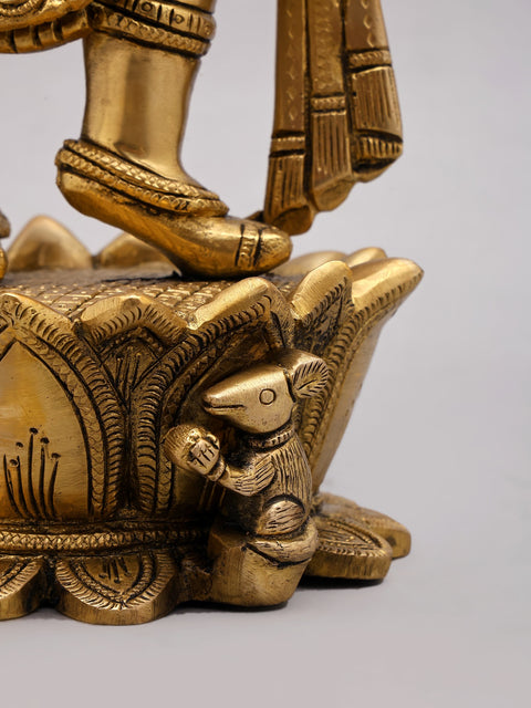 16" Standing Lord Ganesha in Blessing Gesture | Brass Statue
