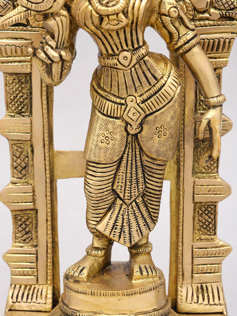 14" Goddess Meenakshi Standing on Kirtimukha Throne | Brass Statue