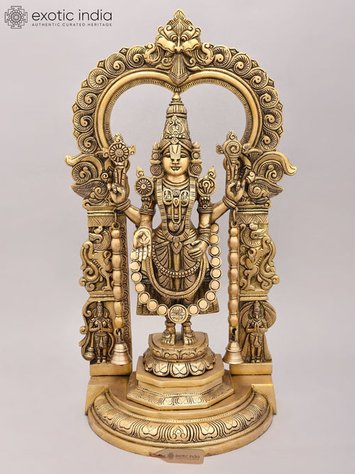 22" Brass Tirupati Balaji with Kirtimukha Prabhavali Idol