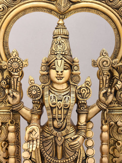 22" Tirupati Balaji with Kirtimukha Prabhavali | Brass Idol