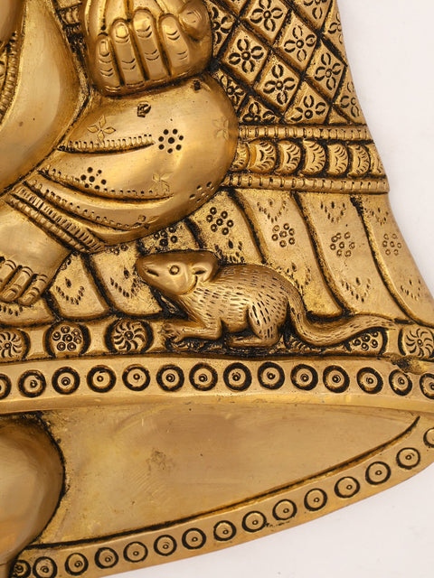 15" Bell Design Ganesha Wall Hanging Statue in Brass