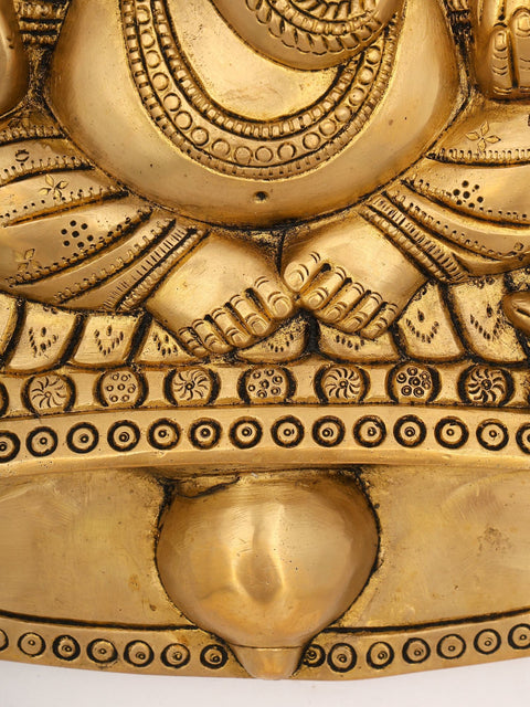 15" Bell Design Ganesha Wall Hanging Statue in Brass