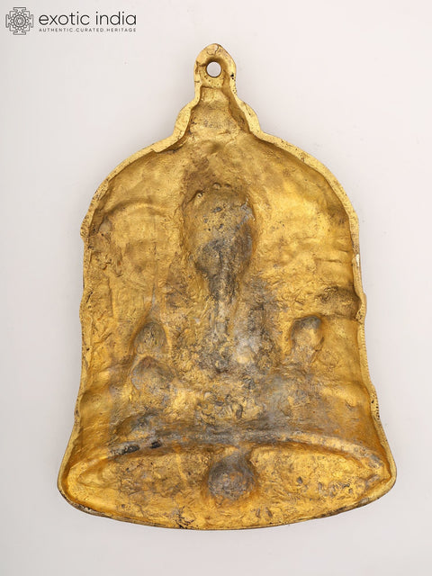 15" Bell Design Ganesha Wall Hanging Statue in Brass