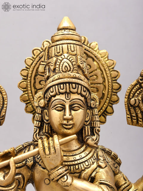 14" Four Armed Venugopal Krishna | Brass Idol